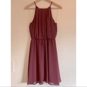 Burgundy Lush Blouson Chiffon Skater Dress